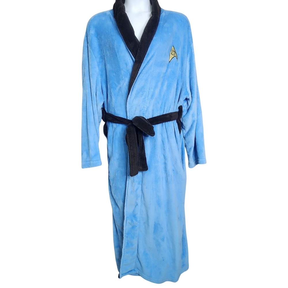 Star Trek Bathrobe 2XL/3XL Blue Sciences Starfleet Insignia Fleece Robe Pjammy